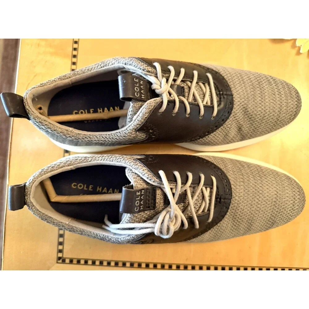 Cole Haan Grand Tour Knit Oxford Mens Size 9 M Gray Black Shoes Lace Up EUC